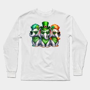 St Patricks Day Trio of Elephants Long Sleeve T-Shirt